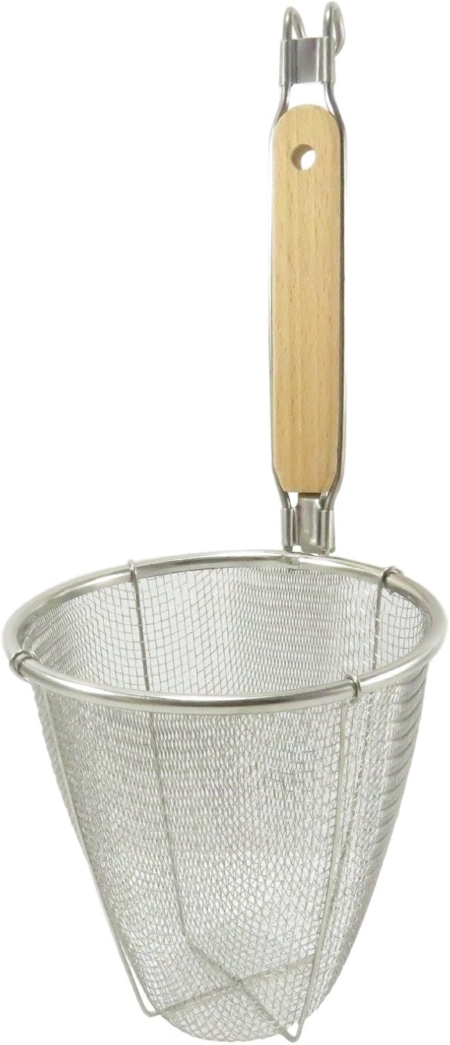 Stainless Steel Noodle Food Strainer with Hook and Wooden