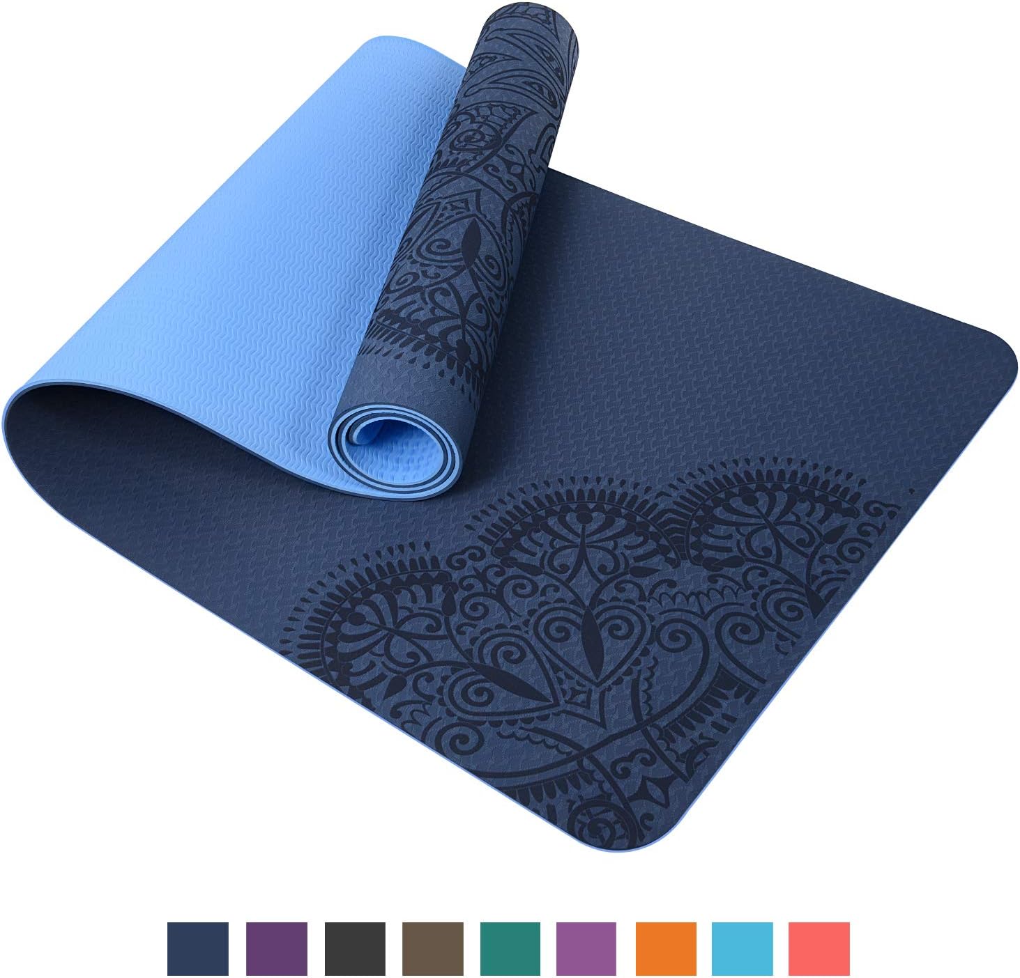 TOPLUS Pilatesmatte Gymnastikmatte,Yogamatte rutschfest aus TPE,Übungsmatte Sportmatte für Yoga,Pilates, Fitness-183 x 61 x 0,6cm