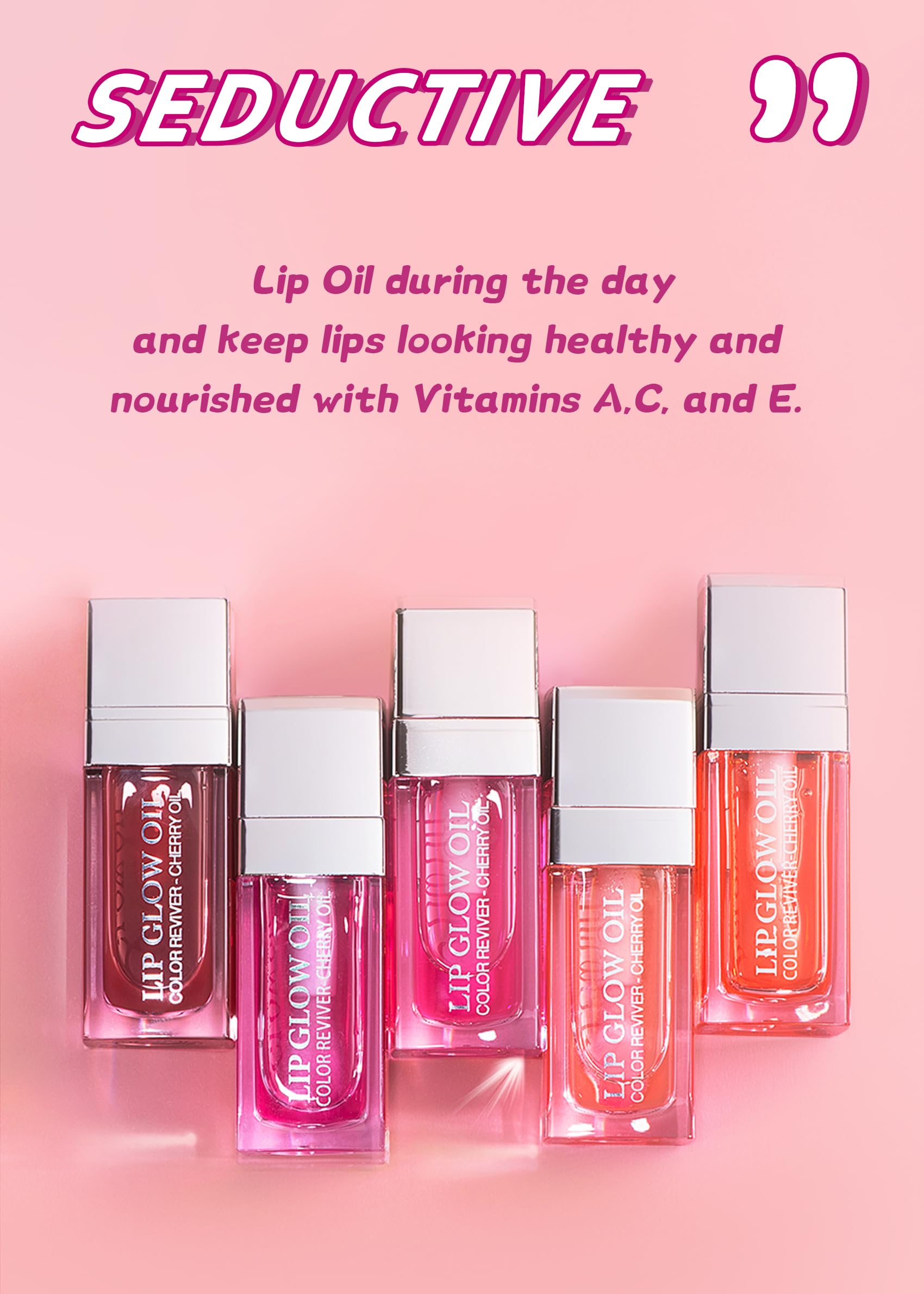 FEIMINI Hydrating Lip Glow Oil, Moisturizing Lip Oil Gloss Transparent Plumping Lip Oil Tinted for Lip Care and Dry Lips - Raspberry