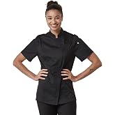 Guolamy Women's Short Sleeve Chef Coat Cool Vent Chef Jacket 2847SJW