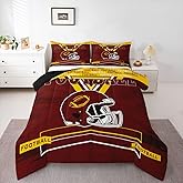 Erosebridal Football Queen Comforter Set for Kids Boys Teens, Rugby Bedding Set for Football Fan, Sports Reversible Bed Set with 2 Pillowcases Warm