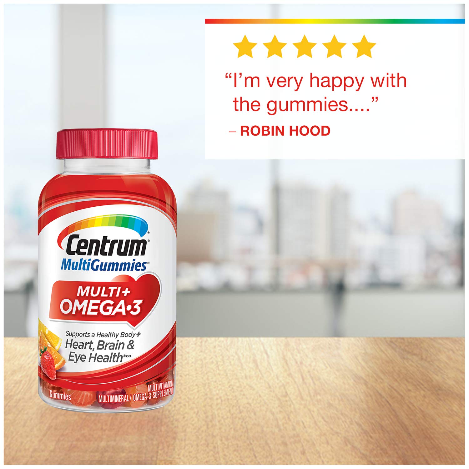 Centrum MultiGummies Multi + Omega3 (100 Count, Natural Strawberry