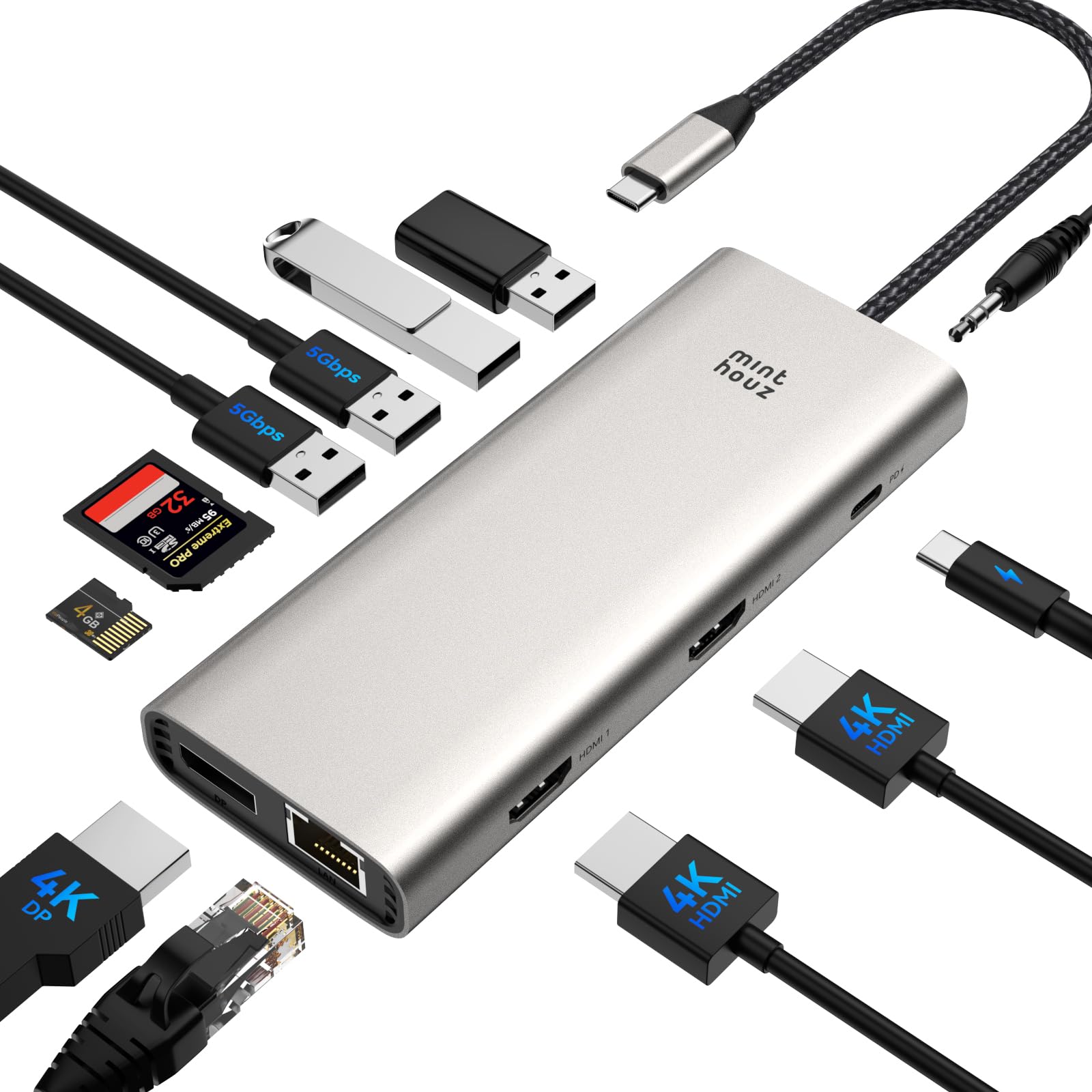 Photo 1 of USB C Docking Station, Minthouz 12-in-1 Laptop Docking Station Dual Monitor (MT-UMD312)