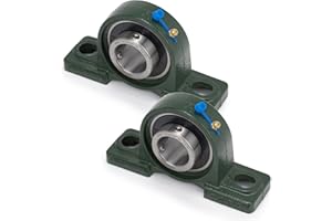 XIKE 2 Pcs UCP207-21 Bore 1-5/16" Pillow Block Mounted Ball Bearings, Solid Cast Iron Base and Self Aligning Chrome Sealed Bearings.
