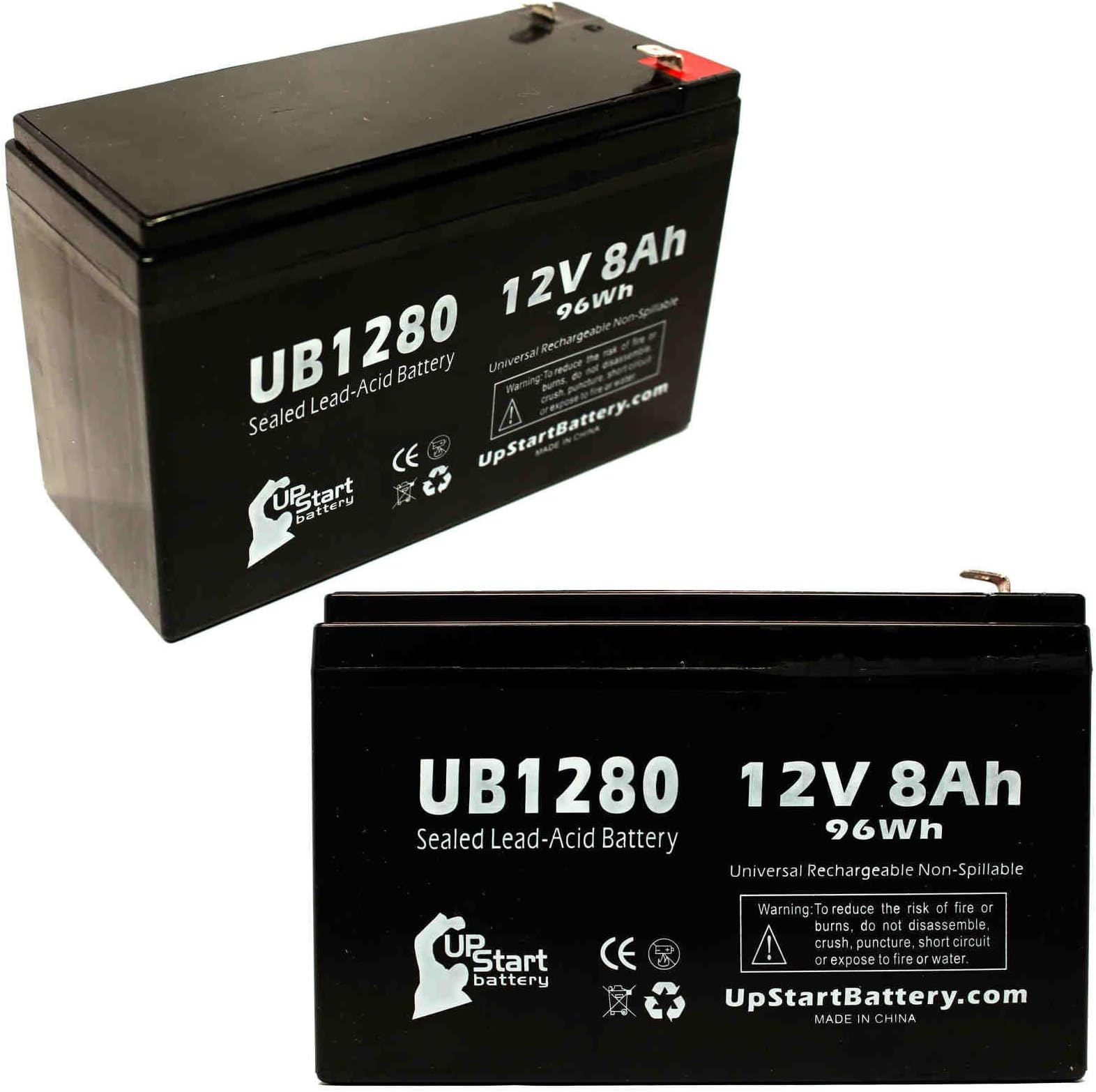 Upstart Battery 2-Pack Replacement UB1280 Replacement for Yuasa NP7-12 CYBERPOWER CP1500AVRLCD CP1000AVRLCD CP1350AVRLCD APC RBC2 Universal Sealed Lead Acid Battery (12V 8Ah F1 Terminal AGM SLA)