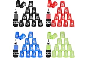 yeesport 48 Pcs Sport Stacking Cups, Sport Training Game for Challenge Competition, Plastic Stacking Cups, Classic Family Game for Kids and Adults, Red+Blue+Green+Black