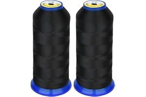 PESTOR Heavy Duty Thread 3600 Yards Size T70#69 210D/3 All Purpose High Strength Polyester Sewing Thread for Weaves, Upholstery, Jeans and Weaving Hair, Drapery, Beading, Purses, Leather (2 Black)