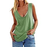 Tankaneo Womens Oversized Scoop Neck Tank Tops Workout Casual Summer Cotton Shirts Loose Fit Sleeveless Tee