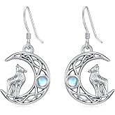 VIJASHOP Wolf Dangle Earrings Celtic Knot Moon Earrings Christmas Jewelry Gifts for Women