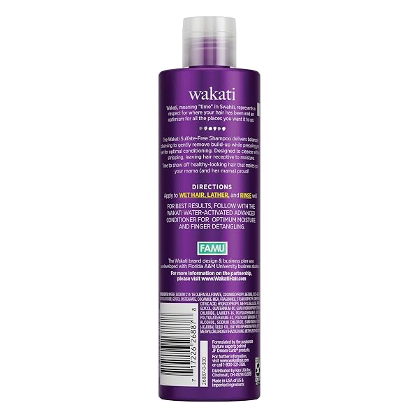 WAKATI SULFATE FREE SHAMPOO, REMOVES BUILD UP, CLEANS WITHOUT DRYING, HAIR DETANGLER CLARIFYING SHAMPOO, PARABEN FREE, 8 OZ