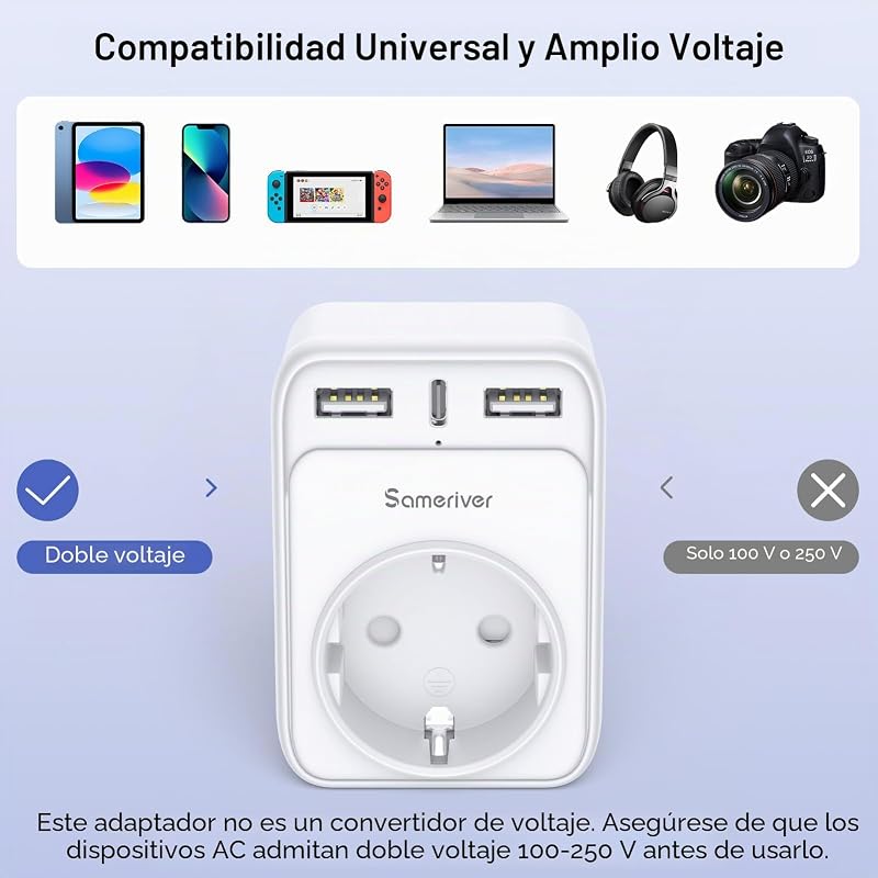 Adaptador de Viaje Suizo Adaptador de Enchufe de Alemania Enchufe de Viaje Suizo Adaptador de Viaje con 2 enchufes USB 1USB C (3A) Adaptador Tipo J para Suiza Maldivas Ruanda Liechtenstein