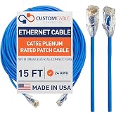 15ft Blue Cat5e Plenum Rated Patch Cable