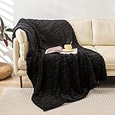 YUSOKI Sherpa Large Throw Blanket Single Layer,Light Weight(1.7lb),370GMS-3D Stylish Design for Gift Home Decor (Black,50"x65")