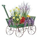 Old Fashioned Wooden Garden Wagon Cart Flower Planter