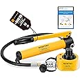 NEWTRY 10T Low Profile Hydraulic Jack Porta Power Kit + CP-180 Manual Hydraulic Hand Pump Multi Section Jack, 1” Stroke Industrial Mini Hydraulic Cylinder