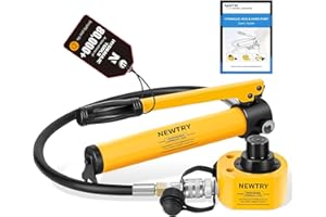 NEWTRY 10T Low Profile Hydraulic Jack Porta Power Kit + CP-180 Manual Hydraulic Hand Pump Multi Section Jack, 1” Stroke Industrial Mini Hydraulic Cylinder
