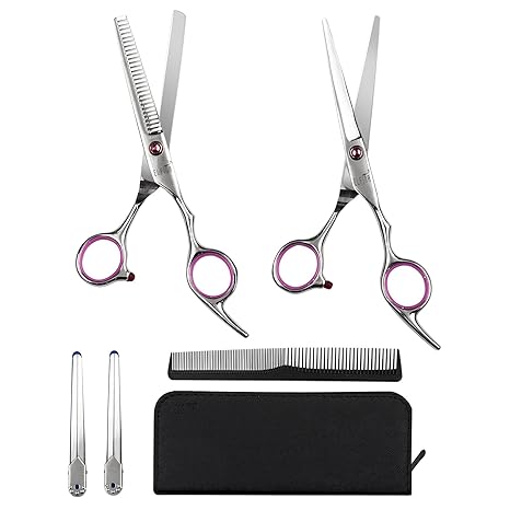 Haarscheren Set, ELFINA 2 Set Salon Professionelle Friseur Haare Schneider, Dünn und Scharf, 6 Zoll, Rosa