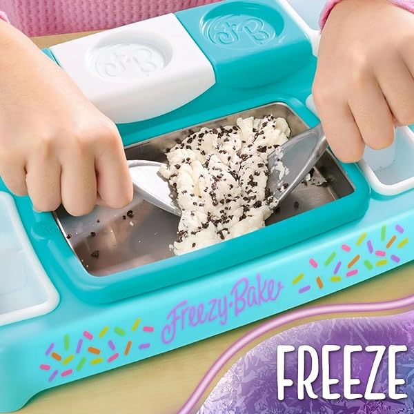 FREEZY BAKE ICE CREAM MAKER DELUXE SET FOR KIDS, 8 PIECE SET WITH 1 ICE CREAM MIX, AGES 8+