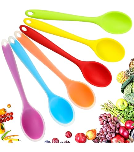 SURALIN Lot De 4 Petites Cuillères En Plastique Colorées, Cuillères à Café, Cuillères à Oeufs