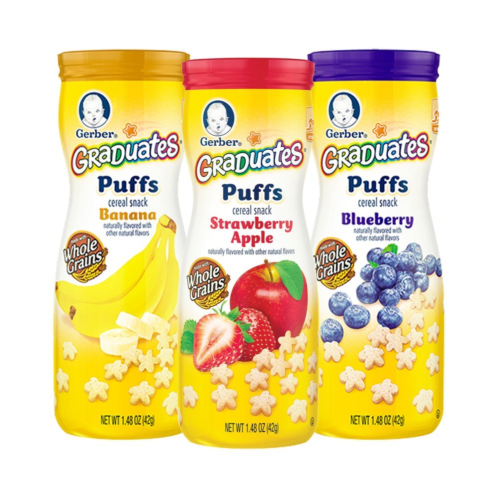Gerber Graduates Puffs Cereal Snack Variety Pack Naturally Flavored