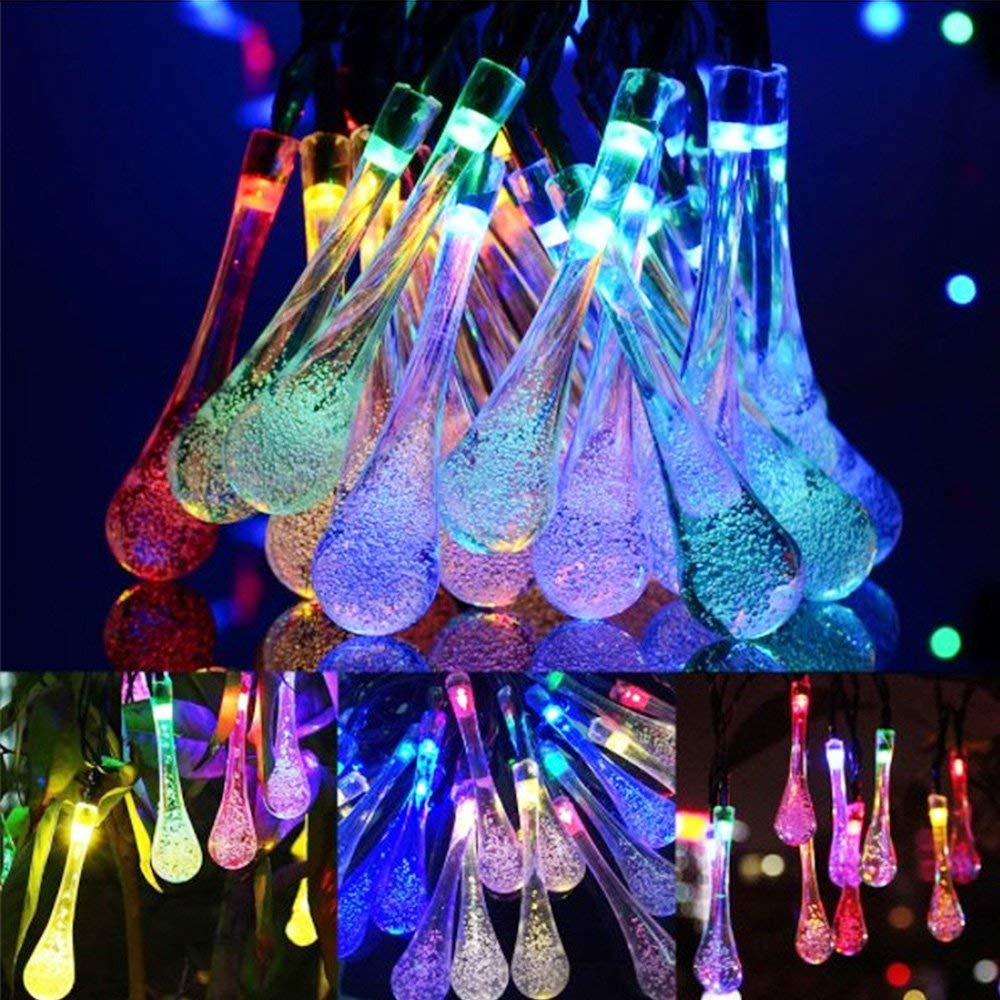 ifOlife Solar String Lights Outdoor Raindrop Lights Solar Power Decoration Twinkle Lights 30Led 21Foot Waterproof Patio Lights for Decor C Wedding Birthday Party Garden Corridor(Colorful)