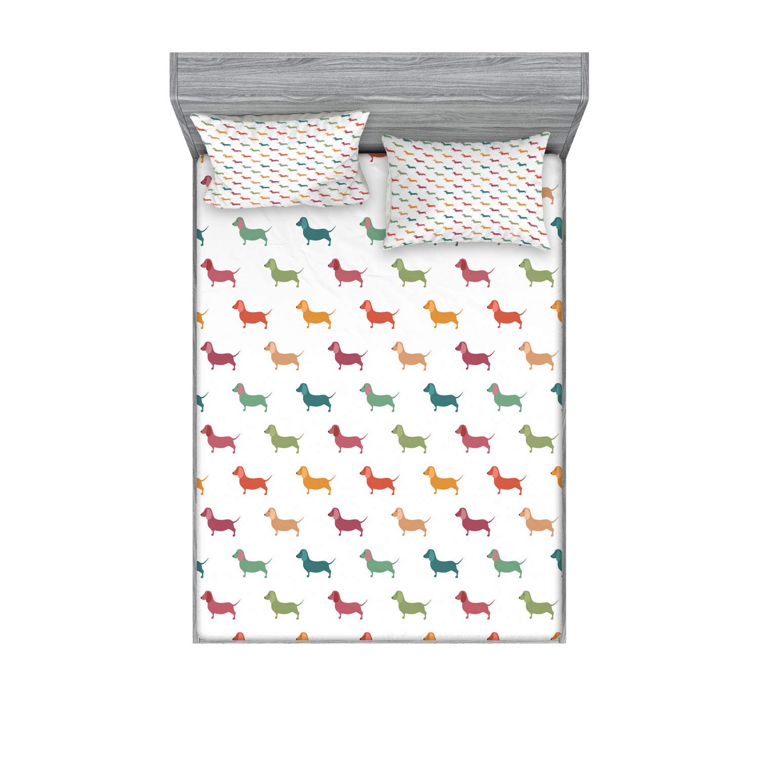 Ambesonne Scottie Dog Fitted Sheet & Pillow Sham