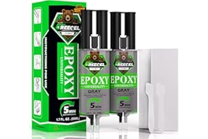 GREEGEL 2 Part Epoxy Adhesive Glue - 5 Minute Set Epoxy Glue, 0.85 oz Syringe (2 Pack), Gray Strong Bonding Epoxy Resin Glue 
