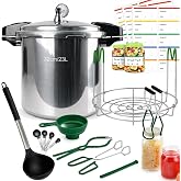 24 Quart Pressure Canner with Gauge &amp; 9-Piece Canning Supplies Starter Kit &ndash; Extra Large Aluminum Pressure Cooker for Canning, Induction Compatible, Safe Home Food Preservation
