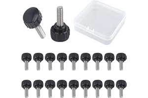 MOROBOR Knurled Knobs, Knurled Thumbscrew Screw, 20pcs M3 x 8 mm Steel Threaded Knurled Thumbscrew Grip Knobs Thumb Screw for Machinery Latche with Storage Case