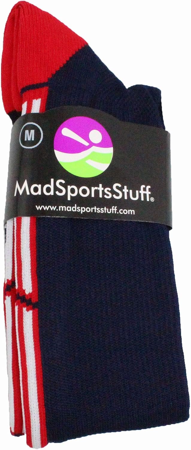 MadSportsStuff Patriot USA Flag Stars and Stripes Over The Calf Socks: Clothing