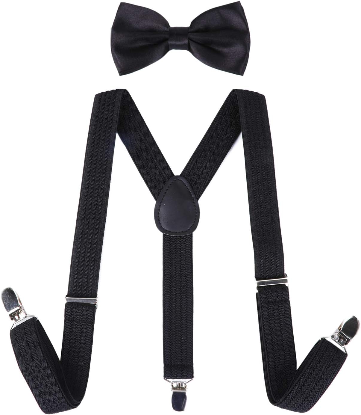 AWAYTR Child Kids Suspenders Bowtie Set - Adjustable Suspender Set for Boys and Girls