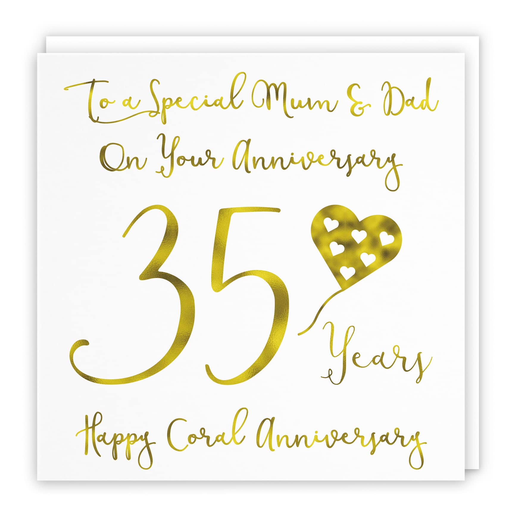 Hunts England - Large Mum And Dad - Parents 35th Anniversary Card - To A Special Mum & Dad On Your Anniversary - 35 Years - Happy Coral Anniversary - Milano Collection - Large - 210 x 210 mm — image 1