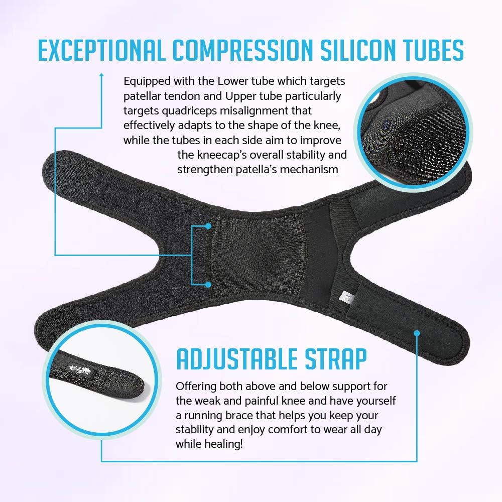 Patellar Tendon Support Strap (Large), Knee Pain Relief Adjustable Neoprene Knee Strap for Running, Arthritis, Jumper, Tennis Injury Recovery: Industrial & Scientific