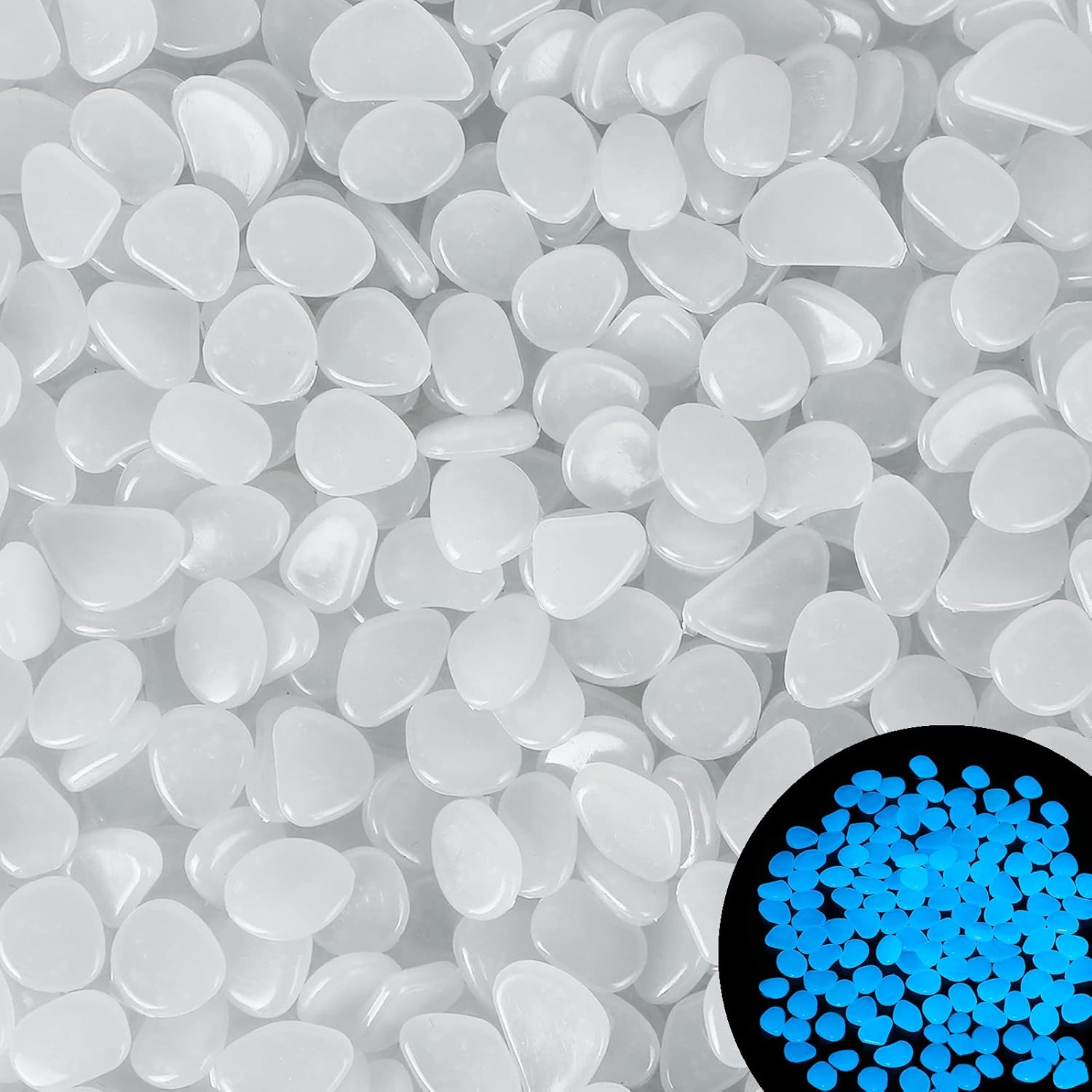 Hardscaping Materials - Kaiyuan Dynasty Glow in The Dark Pebbles 100Pcs White Glow Stones Glowing Rocks for Lawn Patio Glowing Stones for Garden Decoration