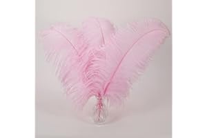 Larryhot Pink Long Ostrich Feathers - 16-18 inch 10pcs Feathers for Cfafts, Wedding Party Centerpieces and Home Decorations (Light Pink)