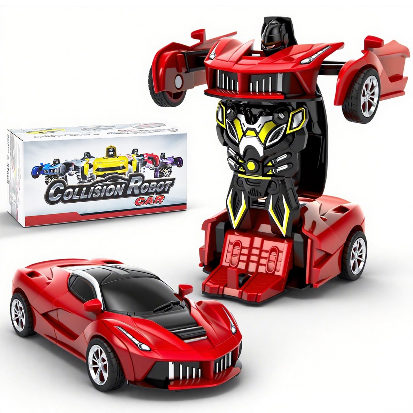 Photo 1 of CDDZSW 3-6 Year Old Boys Toddler Toy Car, Transforming Toys Cars, Inertia Driven Truck Toy for 3 Year Old Boy Girl, Aged 3 Year Old Gifts for Kids Christmas. (Red)