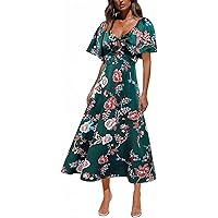 knee length dresses for ladies Nova Flutter Sleeve Midi Dress - Olive