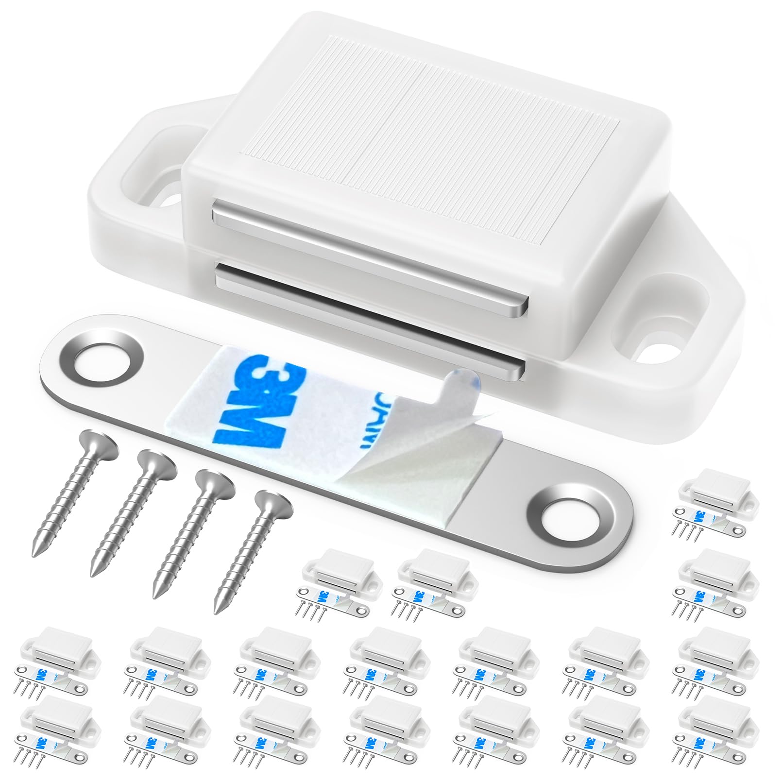 Tonitrui Cabinet Magnetic Catch Magnetic Cabinet Door Catch Magnetic Cabinet Latch for Kitchen Drawer Magnets to Stay Closed Magnetic Catch Closet for Drawer（White 18 Pack）