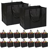DIOMMELL Set of 16 Reusable Grocery Bags Extra Large Super Strong Heavy Duty Shopping Tote Bags with Reinforced Handles Black