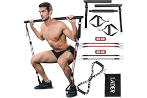 LADER Pilates Bar Kit with Resistance Band, Multifunctional Yoga Pilates Bar, Portable Home Gym Pilates Resistance Bar Kit for Exercise Fitness Equipment for Women & Men Home Gym Yoga Pilates (Black)
