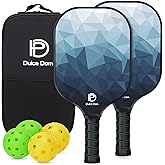 DULCE DOM Pickleball Paddles Set of 2, USAPA Approved Carbon Fiber Pickleball Set with Balls and Carrying Bag, 13mm PP Honeycomb Core, Lightweight Pickle Ball Rackets for Beginners & Intermediate