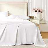 ROSE&RISY White Queen Sheet Set, 4 Pieces Soft Bedding Queen Sheet Set, Breathable and Cooling Sheets, Deep Pocket with 1 Fitted, 1 Flat, 2 Pillow Cases (White, Queen Size)