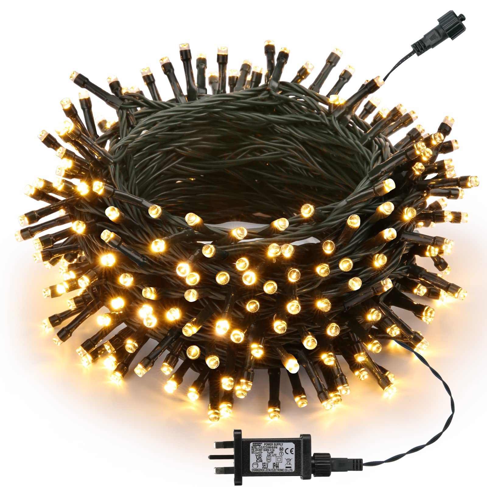 Joomer Christmas Lights Outdoor, 20M 200LED Christmas Tree Lights Mains Powered with Timer, 8 Modes Warm White Fairy Lights Waterproof for Halloween Outside Window Garden Indoor Xmas Party Decorations