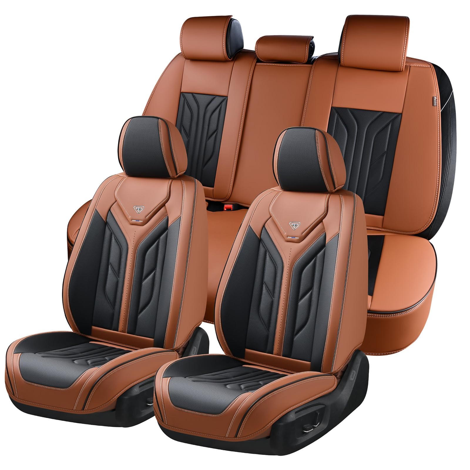 Photo 1 of **NOT A FULL SET**Coverado Seat Covers, Car Seat Covers Full Set, Leather Seat Covers for Cars, Automotive Seat Covers Car Seat Protector Car Accessories Fit for Most Sedans SUV Pick-up Truck(Black&Brown)