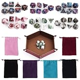42Pcs Colour Mixing DND Dice Set with 6 Colorful Dice Bag &amp; 1 Dice Tray D&amp;D | Complete Polyhedral DND Dice Accessories Kit,Ideal For All Tabletop Role Playing Games