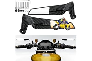 SCERYMO Carbon Fiber Motorcycle Mirrors, Rear View Stealth Mirror, Adjustable Rotating Wind Wing Side Mirrors for Kawasaki Z650 Super Duke 125 200 390 790 HONDA CB650R CB1000R Yamaha MT-07 MT-09 MT-10 KTM etc