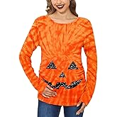 Halloween Women Pregnant Maternity Pregnancy Costume Funny Breastfeeding Shirt Jack O' Lantern Pumpkin Face Tie dye XXL