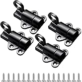 Hordion 4 Packs Self Closing Latch Spring Door Lock Black Bolt Latch | Security Automatic Gate Lock, Spring Barrel Slide Door Lock with Screws for Cabinet Window Wooden Fence