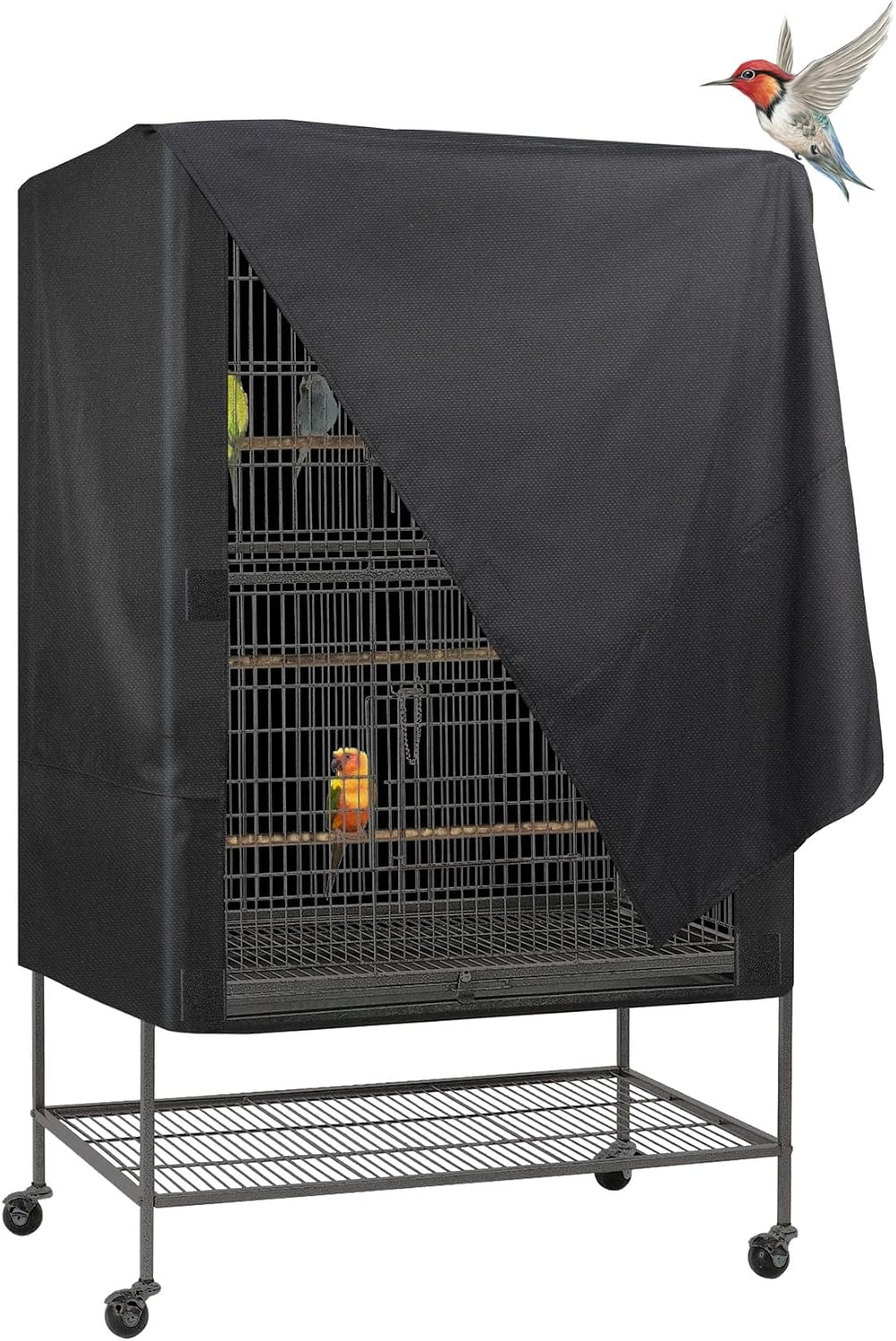 Explore Land Bird Universal Pet Cage Cover for Night for Cats, Mink, Totoro, Parakeet, Parrot and Small Animals (Black, L)