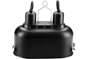 Simple Deluxe Dual Reptile Light Fixture with Separate Switches, Aluminum Reflector 100W Double Dome Heat/UVB Lamp, for Small Animal Terrarium and Tortoise Habitat